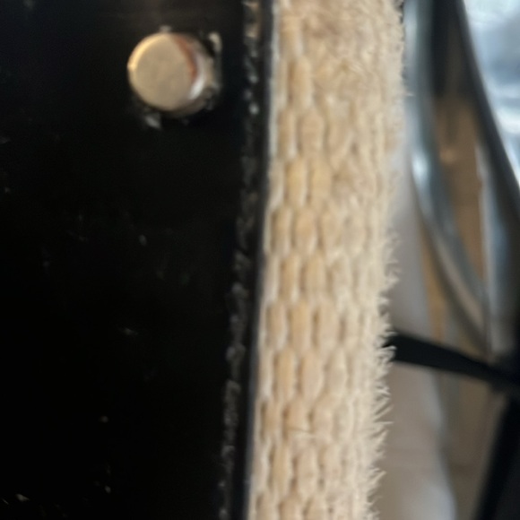 Kate Spade Houston Black Bag Cream Woven Tote - Picture 4 of 9